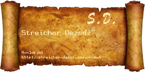 Streicher Dezső névjegykártya